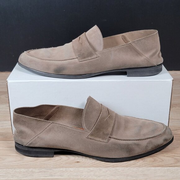 Wolf & Shepherd Other - Wolf Shepherd Monaco Shoes Mens Size 13 Beige Suede Penny Loafers